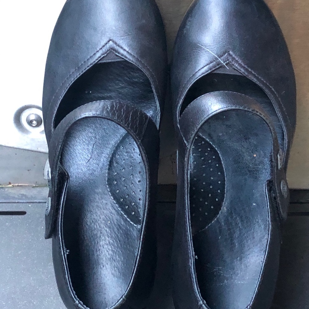 Dansko Black Leather Clogs Wedge Sandals Size 39 - Picture 8 of 10